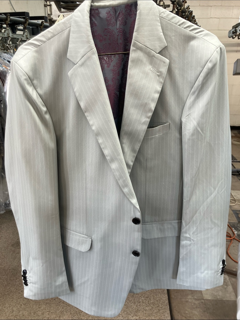 French Crown | Men's Light Gray Pinstripe Two-Button Suit Jacket